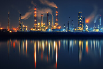 Overall View of Oil and Gas Installation with Drilling Rig, Pipeline Infrastructure, Energy Industry, Petrochemical Platform, and Global Petroleum Technology






