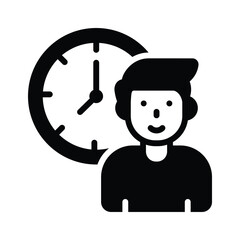 Icon of a person with a clock symbolizing being on time