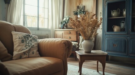 Obraz premium Comfortable Living Room with Cream Sofa