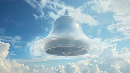 Celestial Serenity: Enormous Buddhist Bell Radiates Peaceful Sound Waves Through the Universe - 3D Render Digital Artwork