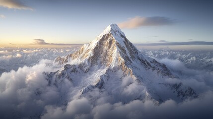 Obraz premium A snow covered mountain in the middle of the clouds