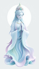 Elegant angel with a heart in the sky, wearing a beautiful gown, embodying love and glamour in a graceful silhouette