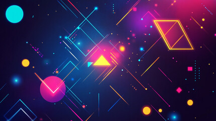 Colorful blocks in shades of pink and purple float, Abstract digital artwork of blockchain nodes illuminated with neon lights, 