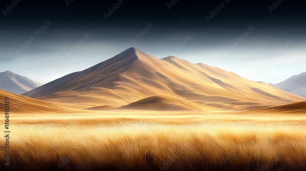 Canvas Prints A field of wheat with mountains in the background