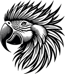 Macaw vector black silhouette cricut design for T-shirt