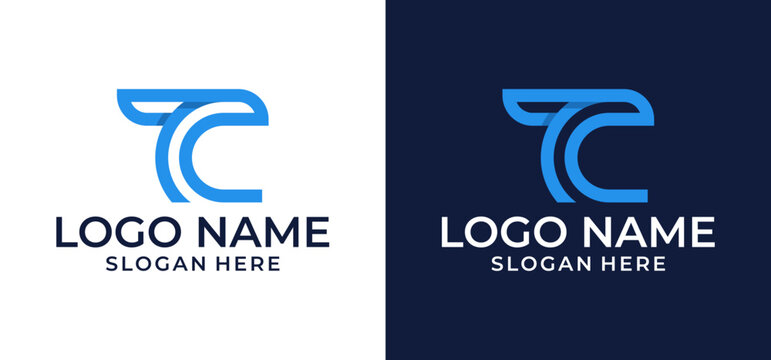 Creative and Bright TC Letter Logo Design Vector Illustration with Colorful Gradient Concept.