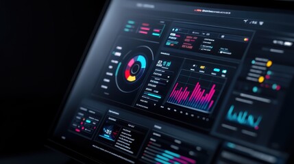 Obraz premium Advanced Data Analytics Dashboard with Graphs and Charts on Modern Digital Interface