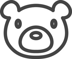 線画動物の単品アイコン　クマ