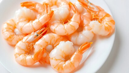 Appetizing Plate of Freshly Steamed Pink Shrimp Garnished with Herbs. Generative AI