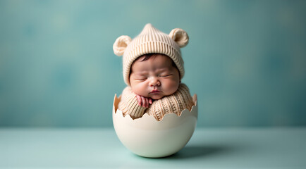 The baby's broken egg poked out. Baby Interior Studio Photo