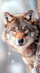 Obraz premium A close up of a wolf looking at the camera