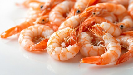 Appetizing Plate of Freshly Steamed Pink Shrimp Garnished with Herbs. Generative AI