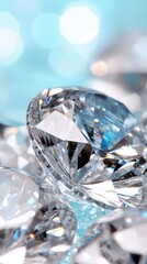 A close up of a diamond on a blue background