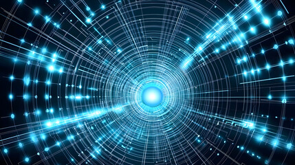 Obraz premium Futuristic blue light tunnel with glowing lines