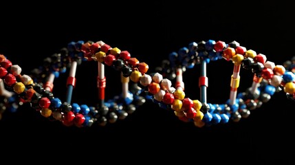 Close-up of intricate 3D DNA structure with vibrant details, glowing softly.