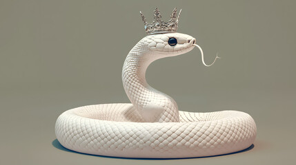 Elegant white snake wearing a crown