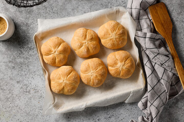 freshly baked bread buns