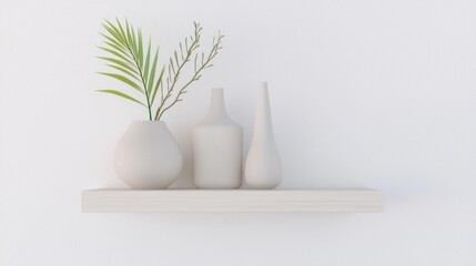Modern Minimalistic 3D-Printed Floating Wall Shelf for Clean Decor Display | Ultra-Detailed White Background Design
