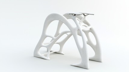Futuristic 3D-Printed Bike Rack for Urban Living Spaces | Abstract Design with Functionality | 3D Render Model on Isolated White Background