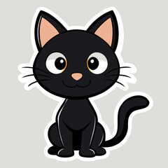 Black cat with a cute look and smile.