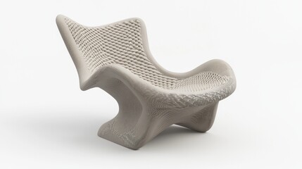Obraz premium Contemporary 3D-Printed Outdoor Chair: Stylish and Comfortable Patio Furniture for Garden Relaxation.