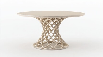 Elegant 3D-Printed Outdoor Table with Intricate Weatherproof Base for Stylish Patio Decor - Ultra-Detailed 3D Render Model on Isolated White Background