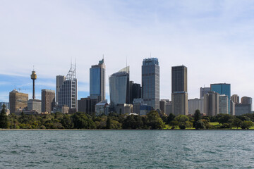 Naklejka premium The Sydney Central Business District Skyline and Circular Quay as seen from the Botanical Gardens. 2010 September