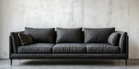Fototapeta premium Luxury Grey Sofa with Accent Pillows