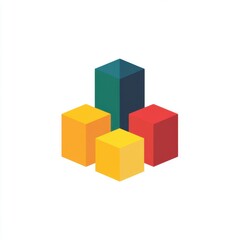 Fototapeta premium Colorful geometric shapes forming a vibrant arrangement against a white background.