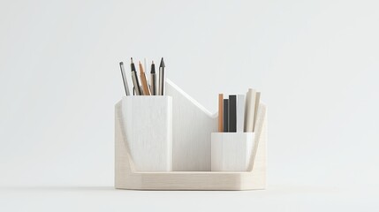 Futuristic 3D-Printed Geometric Desk Organizer for Modern Workspaces