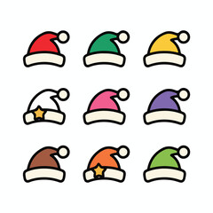 Santa hat, colorful hats, Christmas hat, holiday icon, winter hat,