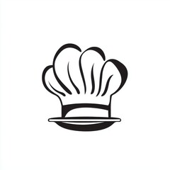 Stylized black and white chef's hat illustration on a clean background.