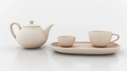 Modern Organic 3D-Printed Tea Set Design for Servingware Enthusiasts