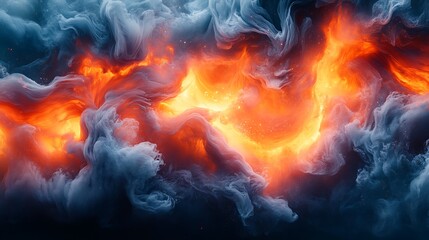 Abstract swirling fire and ice cosmic art
