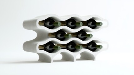 Sculptural 3D-Printed Wine Rack for Elegant Bottle Display in Dining Spaces