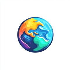 Obraz premium A vibrant, colorful illustration of Earth showcasing blue oceans and colorful continents.