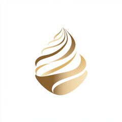 Elegant golden swirl representing soft serve ice cream, set against a clean white backdrop.