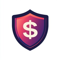 Fototapeta premium Stylized shield icon featuring a dollar sign, symbolizing financial protection and security.