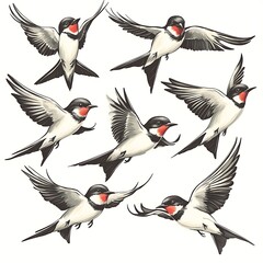 Fototapeta premium Elegant Birds in Flight, Perfect for Prints and Designs
