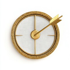 Elegant golden wall clock featuring a minimalist design and an arrow-shaped clock hand.