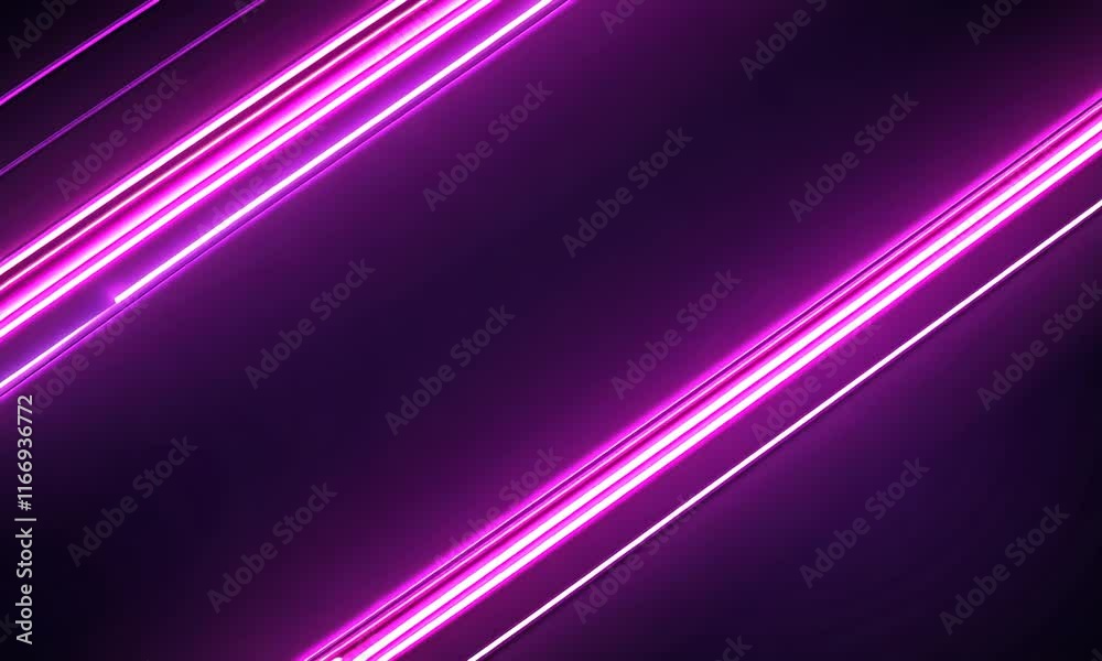 Sticker Abstract Neon Lights: Purple and Pink Glowing Lines