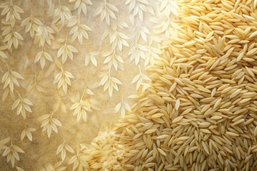 Obraz premium Double Exposure Wallpaper: Rice & Oat Pattern Background with Copy Space