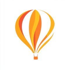 Obraz premium A vibrant orange and yellow hot air balloon soaring against a white background.