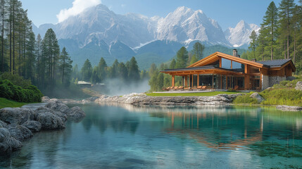 Fototapeta premium Beautiful pool and beautiful house.