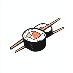 Delicious sushi rolls with vibrant fillings, served with chopsticks.