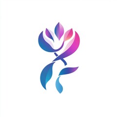 Stylized floral logo design featuring a gradient of vibrant pink and blue tones.