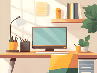 Creative workspace design home office digital art cozy environment bright view