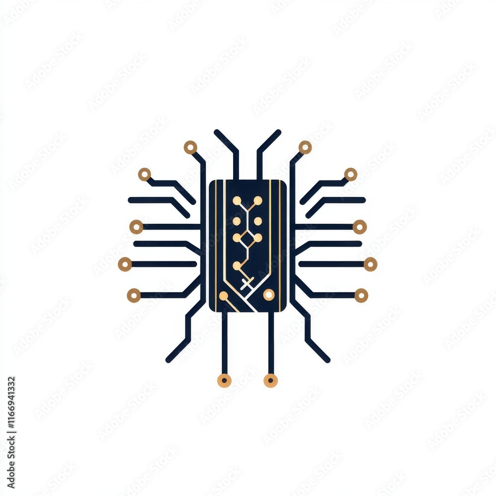 Poster abstract representation of a microchip with intricate circuits, emphasizing technology and innovatio