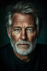 Obraz premium Elderly man with a thoughtful gaze and kind expression. 