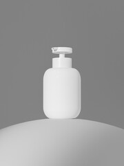 white Pump bottle mockup, round cylindrical shape dispenser bottle isolate on background, plastic body wash packaging, lotion container, liquids dispenser, liquid contributor, soap product bottle